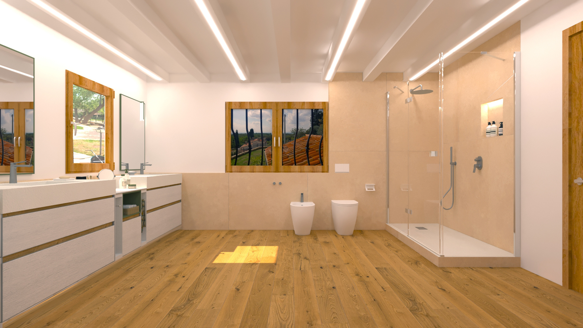 render bagno abitazione privata con doccia walk-in render bagno abitazione privata con doccia walk-in