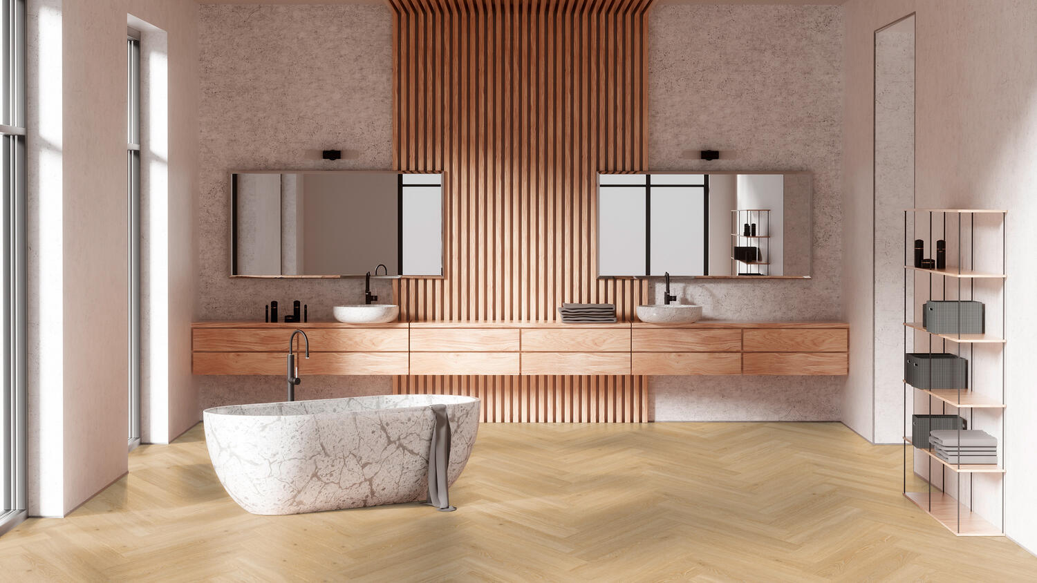 pavimento lvt spina di pesce herringbone rigid 55 highland rovere blond